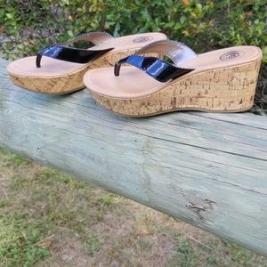 Black flip flop wedge